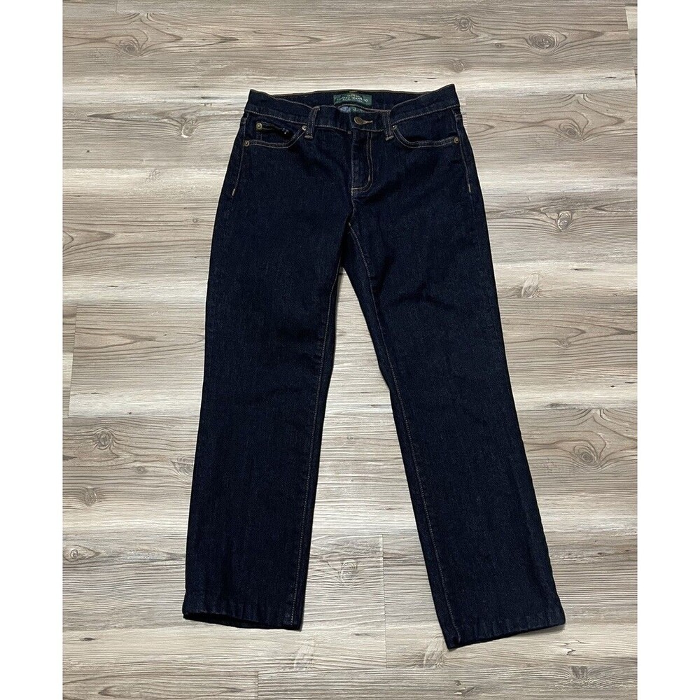 Lauren Ralph Lauren Womens Size 2 Dark Wash Denim Jeans Classic Straight Ankle
